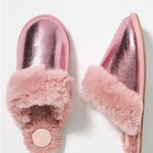Anthropologie Metallic Pink Slippers